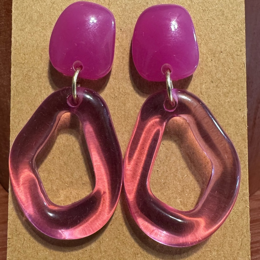 Purple Resin Abstract Drop Earrings 80s
